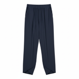 Hoog getailleerde enkellange wijde broek in linnenmix met elastische taille voor dames