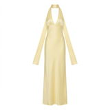 Polyester Avondmaxi-Jurk voor Dames met Diepe Halslijn en Open Rug