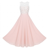 Mouwloze Avondmaxi-Jurk van Kant en Chiffon met Gehaakte Bustier