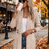 Harlow | Ribgebreid Vest in Haverbeige met Knooplus