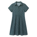 Polyester Midi-Zomerjurk met Print, Korte Mouw en Ronde Hals voor Dames
