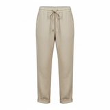 Dames broek van katoenmix met elastische taille en getailleerde pencil-snit