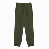 Hoog getailleerde enkellange wijde broek in linnenmix met elastische taille voor dames