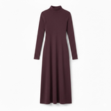 Getailleerde Maxi-Jurk met Lange Mouw en Hoge Col