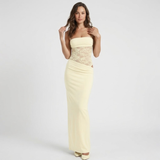 Getailleerde Avondmaxi-Jurk met Kanten Bustier en Bandjes voor Dames