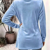 Delaney | Hemelsblauwe Fluwelen Cardigan met Knoop