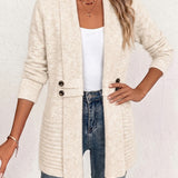 Rosalie | Ribgebreid Vest in Crème met Knopen