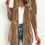 Sutton | Camel Fluwelen Cardigan met Knoopbandje