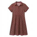 Polyester Midi-Zomerjurk met Print, Korte Mouw en Ronde Hals voor Dames