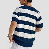 Gestreepte Trui met Korte Mouw voor Heren – Elegant & Comfortabel