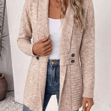 Harlow | Ribgebreid Vest in Haverbeige met Knooplus