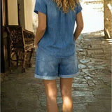 Stephanie | Casual korte denim set