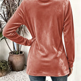 Sienna | Roestbruine Fluwelen Cardigan met Knoopbandje