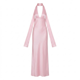 Polyester Avondmaxi-Jurk voor Dames met Diepe Halslijn en Open Rug