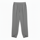 Hoog getailleerde enkellange wijde broek in linnenmix met elastische taille voor dames