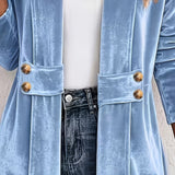 Delaney | Hemelsblauwe Fluwelen Cardigan met Knoop