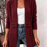 Marlowe | Bordeauxrood Ribgebreid Vest met Knoop