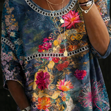 Nicole | Vintage denim blouse met bloemenprint
