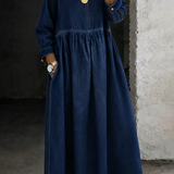 Melissa | Denim jurk met ronde hals en lange mouwen