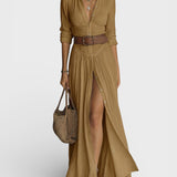 Amélia — Elegante Maxi-Jurk met Kraag
