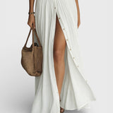 Amélia — Elegante Maxi-Jurk met Kraag