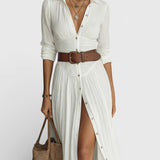 Amélia — Elegante Maxi-Jurk met Kraag