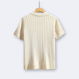 Elegant Gebreid Shirt met Korte Mouw