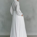 Sita | Patchwork Maxi-jurk met Hoge Hals en Lange Mouwen