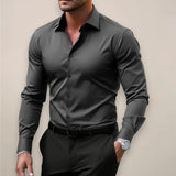 Elegant Zakelijk Slim-Fit Overhemd met Stretch voor Heren