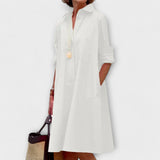 Olga - Moderne Blousejurk met Kraag en 3/4 Mouwen