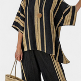 Tamara – Comfortabele Oversized Gestreepte Top en Casual Linnen Broek