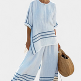 Vittorina – Geraffineerde Gestreepte Asymmetrische Top en Gedurfde Broek