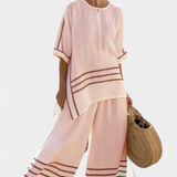 Vittorina – Geraffineerde Gestreepte Asymmetrische Top en Gedurfde Broek