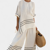 Vittorina – Geraffineerde Gestreepte Asymmetrische Top en Gedurfde Broek