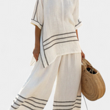 Vittorina – Geraffineerde Gestreepte Asymmetrische Top en Gedurfde Broek