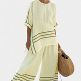 Vittorina – Geraffineerde Gestreepte Asymmetrische Top en Gedurfde Broek