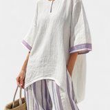 Allegra – Comfortabele Blouse en Bamboegestreepte Broek