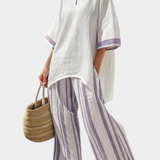 Allegra – Comfortabele Blouse en Bamboegestreepte Broek