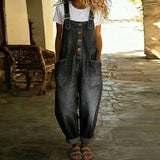Mae | Zachte vintage denim tuinbroek met verstelbare bandjes