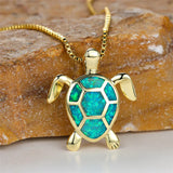 Vintage Halssieraad met Groene Vuuropaal Schildpadhanger