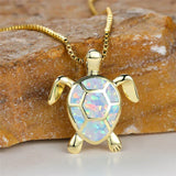 Vintage Halssieraad met Groene Vuuropaal Schildpadhanger