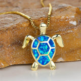 Vintage Halssieraad met Groene Vuuropaal Schildpadhanger
