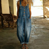 Mae | Zachte vintage denim tuinbroek met verstelbare bandjes