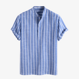 Thomas | Blauw Gestreept Linnen Zomerhemd voor Heren