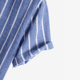 Thomas | Blauw Gestreept Linnen Zomerhemd voor Heren
