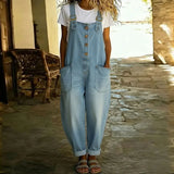 Mae | Zachte vintage denim tuinbroek met verstelbare bandjes