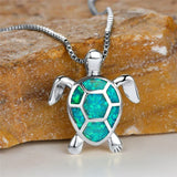 Vintage Halssieraad met Groene Vuuropaal Schildpadhanger