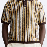Retro Gebreide Polo met Streepdessin