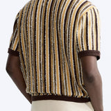 Retro Gebreide Polo met Streepdessin