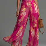 Leabella | Fuchsia Bloemen Jumpsuit met Plooien